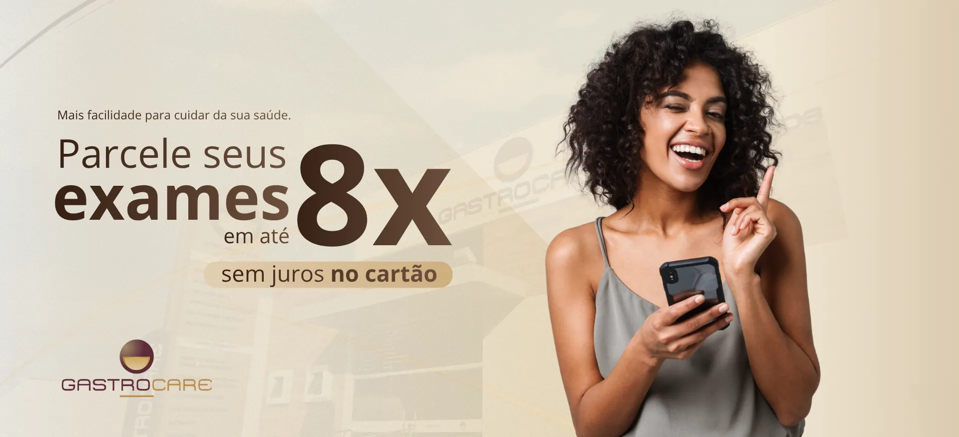 Parcele seus exames em até 8x sem juros no cartão